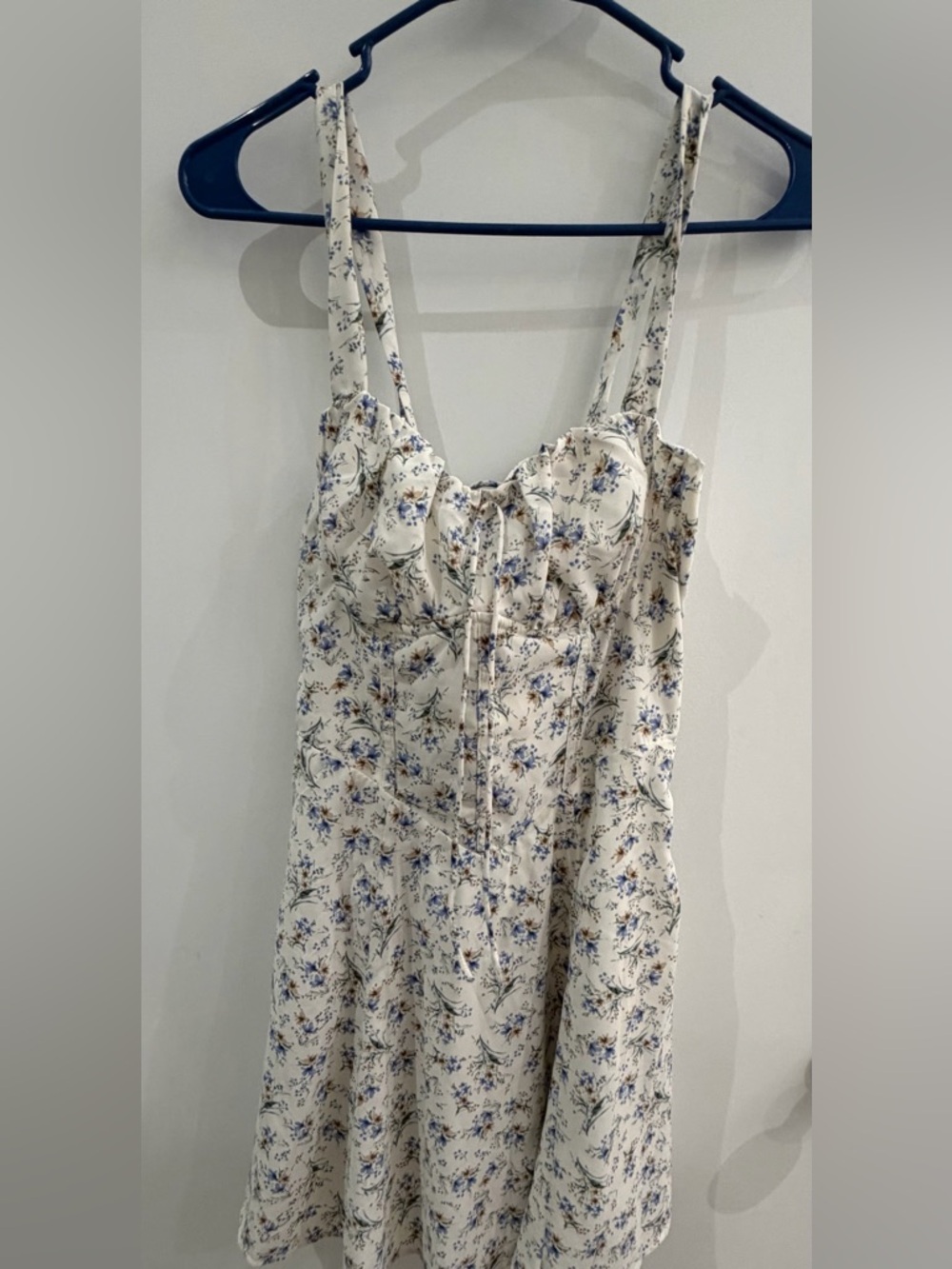 Windsor Cream Dress with Blue Floral Print